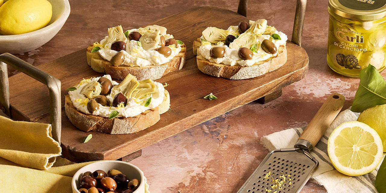 Bruschetta au citron et aux artichauts