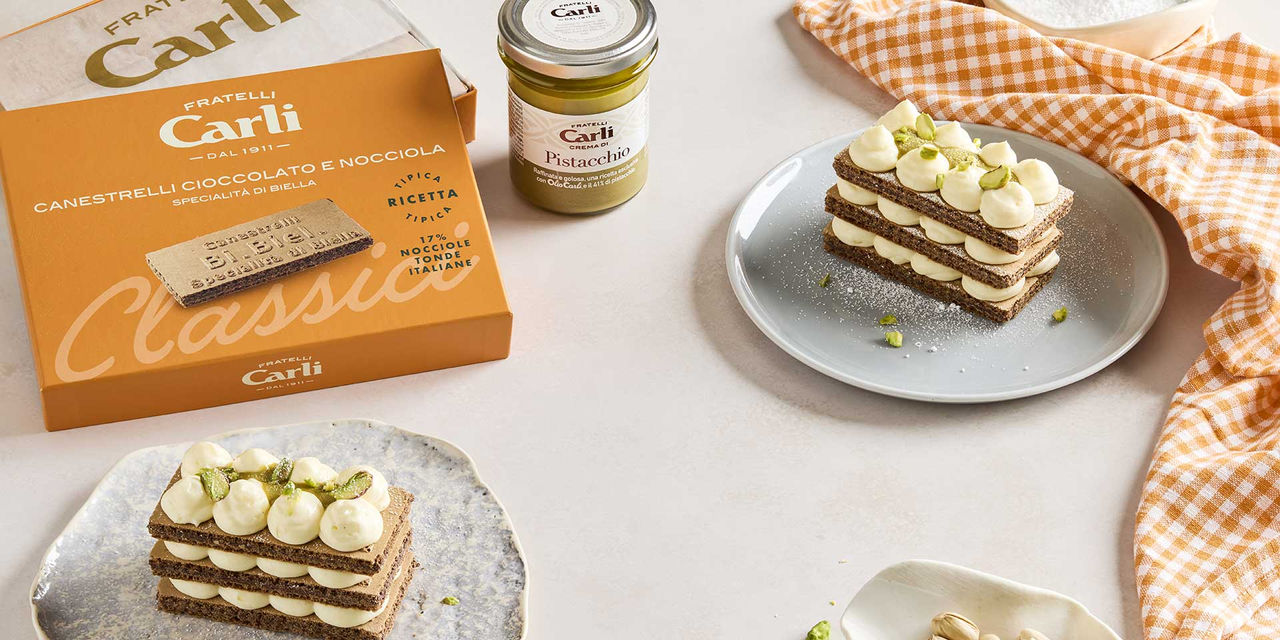 Millefeuille de Canestrelli à la vanille et pistache
