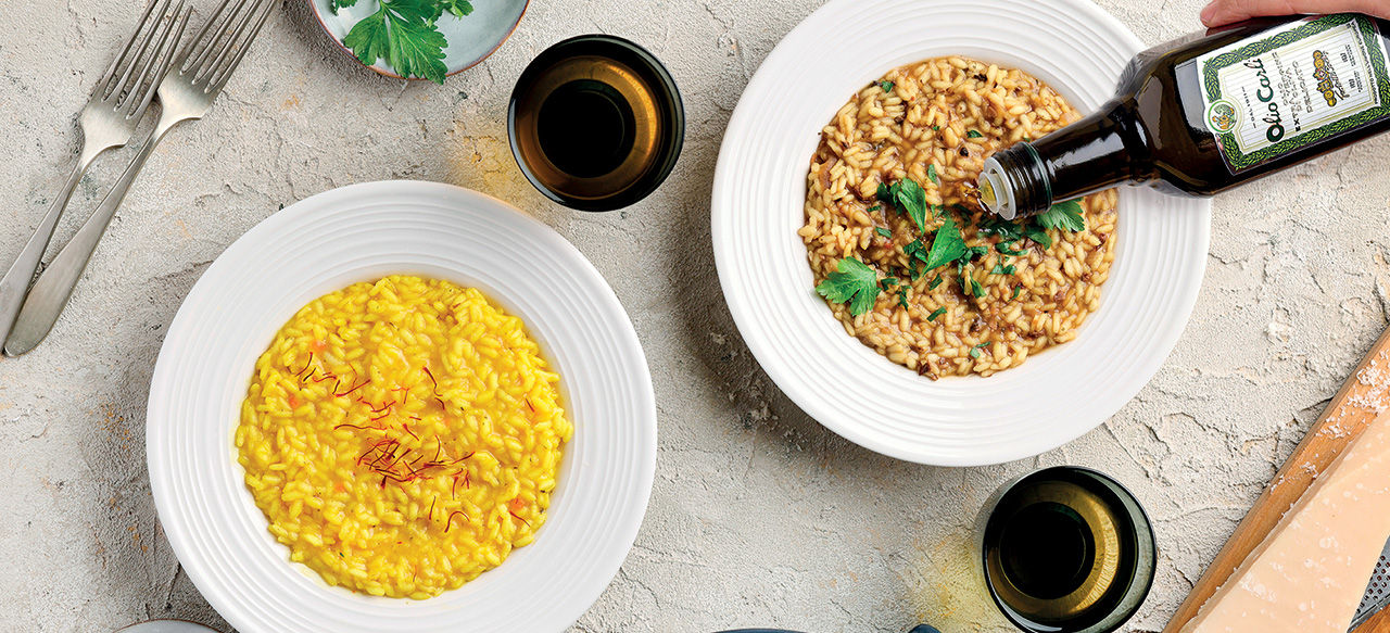Zwei Tellern mit Risotto